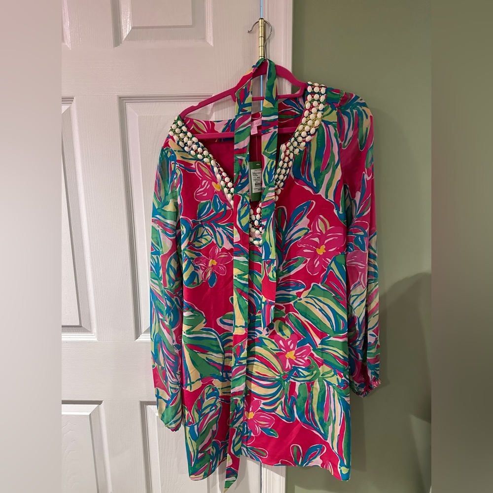 NWT -  Lilly Pulitzer Seamus Lined Silk Dress Pomegranate Jungle Tumble Sz 12